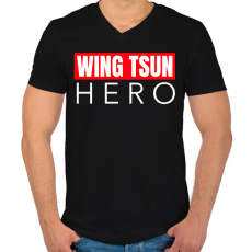 PRINTFASHION WING TSUN HERO - Férfi V-nyakú póló - Fekete
