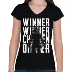 PRINTFASHION Winner Winner Chicken Dinner - Női V-nyakú póló - Fekete