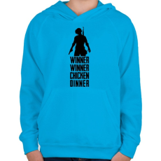 PRINTFASHION Winner Winner Chicken Dinner PUBG - Gyerek kapucnis pulóver - Azúrkék