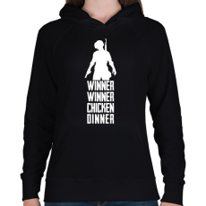PRINTFASHION Winner Winner Chicken Dinner PUBG - Női kapucnis pulóver - Fekete