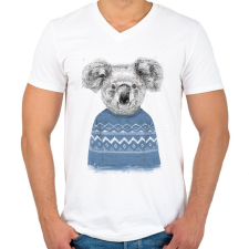 PRINTFASHION Winter koala - Férfi V-nyakú póló - Fehér férfi póló
