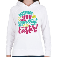 PRINTFASHION Wishing you an eggcellent easter - Női kapucnis pulóver - Fehér női pulóver, kardigán