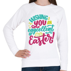 PRINTFASHION Wishing you an eggcellent easter - Női pulóver - Fehér