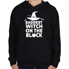 PRINTFASHION Witch on the block - Gyerek kapucnis pulóver - Fekete