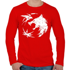 PRINTFASHION Witcher farkas fehér - Férfi hosszú ujjú póló - Piros