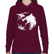 PRINTFASHION Witcher farkas fehér - Női kapucnis pulóver - Bordó
