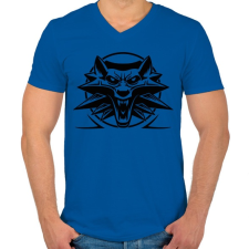 PRINTFASHION Witcher farkas - Férfi V-nyakú póló - Királykék férfi póló