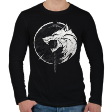 PRINTFASHION Witcher fehér farkas - Férfi hosszú ujjú póló - Fekete férfi póló