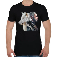 PRINTFASHION Witcher - fehér farkas - Férfi póló - Fekete férfi póló