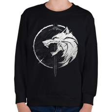 PRINTFASHION Witcher fehér farkas - Gyerek pulóver - Fekete