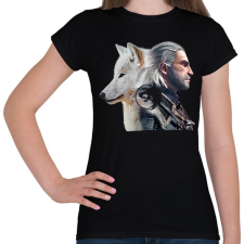 PRINTFASHION Witcher - fehér farkas - Női póló - Fekete női póló