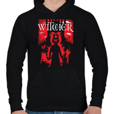 PRINTFASHION Witcher - Férfi kapucnis pulóver - Fekete férfi pulóver, kardigán