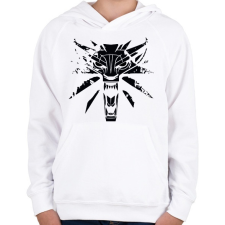 PRINTFASHION Witcher - Vaják - Gyerek kapucnis pulóver - Fehér gyerek pulóver, kardigán