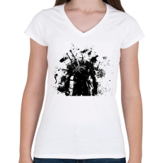 PRINTFASHION Witcher - Vaják - Női V-nyakú póló - Fehér