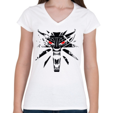 PRINTFASHION Witcher - Vaják - Női V-nyakú póló - Fehér női póló