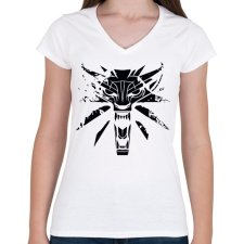 PRINTFASHION Witcher - Vaják - Női V-nyakú póló - Fehér női póló