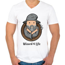 PRINTFASHION Wizard 4life - Férfi V-nyakú póló - Fehér férfi póló