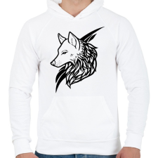 PRINTFASHION Wolf Black - Férfi kapucnis pulóver - Fehér férfi pulóver, kardigán