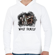PRINTFASHION wolf family - Férfi kapucnis pulóver - Fehér férfi pulóver, kardigán