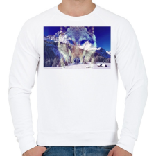 PRINTFASHION wolf - Férfi pulóver - Fehér férfi pulóver, kardigán