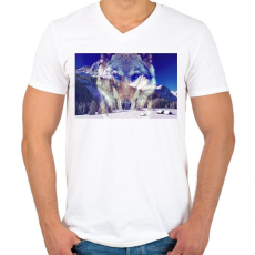PRINTFASHION wolf - Férfi V-nyakú póló - Fehér