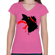 PRINTFASHION Wolfie - Női V-nyakú póló - Rózsaszín női póló