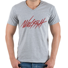 PRINTFASHION Wolfish - Férfi V-nyakú póló - Sport szürke