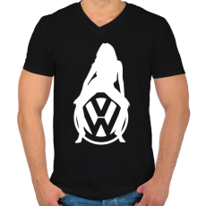 PRINTFASHION WOLKSWAGEN HOT FEHÉR - Férfi V-nyakú póló - Fekete