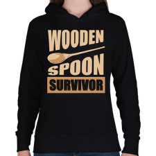 PRINTFASHION Wooden spoon - Női kapucnis pulóver - Fekete női pulóver, kardigán