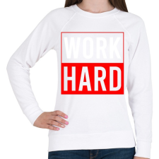 PRINTFASHION Work hard - Női pulóver - Fehér női pulóver, kardigán