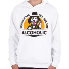 PRINTFASHION Workaholic - Alcoholic - Gyerek kapucnis pulóver - Fehér gyerek pulóver, kardigán
