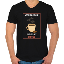 PRINTFASHION Workaholic fueled by coffee - Férfi V-nyakú póló - Fekete férfi póló