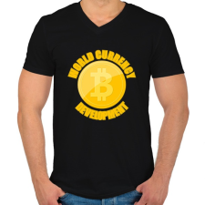 PRINTFASHION World-currency-development - Férfi V-nyakú póló - Fekete férfi póló
