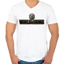 PRINTFASHION World of Tanks - Férfi V-nyakú póló - Fehér férfi póló