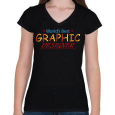 PRINTFASHION World's best graphic designer - Női V-nyakú póló - Fekete