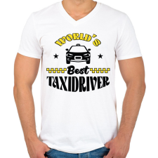 PRINTFASHION World's best taxidriver - Férfi V-nyakú póló - Fehér férfi póló