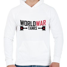 PRINTFASHION World war tank - Férfi kapucnis pulóver - Fehér férfi pulóver, kardigán