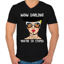 PRINTFASHION Wow Darling - Pop art - Férfi V-nyakú póló - Fekete férfi póló