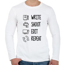 PRINTFASHION Write, shoot, edit, repeat - Férfi hosszú ujjú póló - Fehér férfi póló