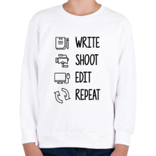 PRINTFASHION Write, shoot, edit, repeat - Gyerek pulóver - Fehér gyerek pulóver, kardigán