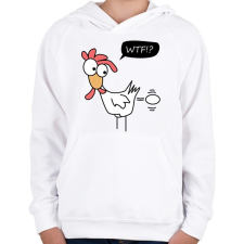 PRINTFASHION WTF chicken - Gyerek kapucnis pulóver - Fehér gyerek pulóver, kardigán