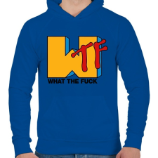 PRINTFASHION WTF - Férfi kapucnis pulóver - Királykék férfi pulóver, kardigán