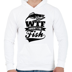 PRINTFASHION WTF horgász - Férfi kapucnis pulóver - Fehér
