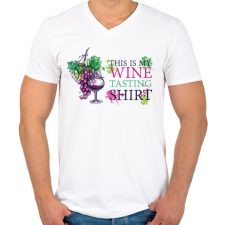 PRINTFASHION WWine tasting shirt - Férfi V-nyakú póló - Fehér férfi póló