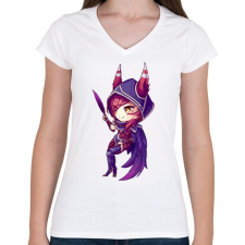 PRINTFASHION Xayah - Női V-nyakú póló - Fehér női póló