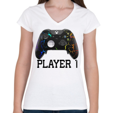 PRINTFASHION Xbox Player1 páros póló - Női V-nyakú póló - Fehér női póló
