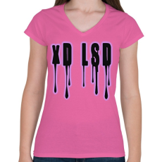 PRINTFASHION xD LSD - Női V-nyakú póló - Rózsaszín