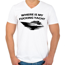 PRINTFASHION Yacht - Férfi V-nyakú póló - Fehér férfi póló