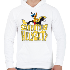 PRINTFASHION Yakari-Szia Bátyus! Helyzet? - Férfi kapucnis pulóver - Fehér