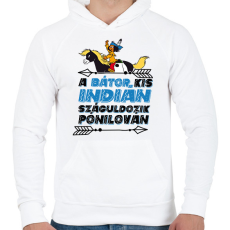 PRINTFASHION Yakari - Yakari a bátor kis indián - Férfi kapucnis pulóver - Fehér